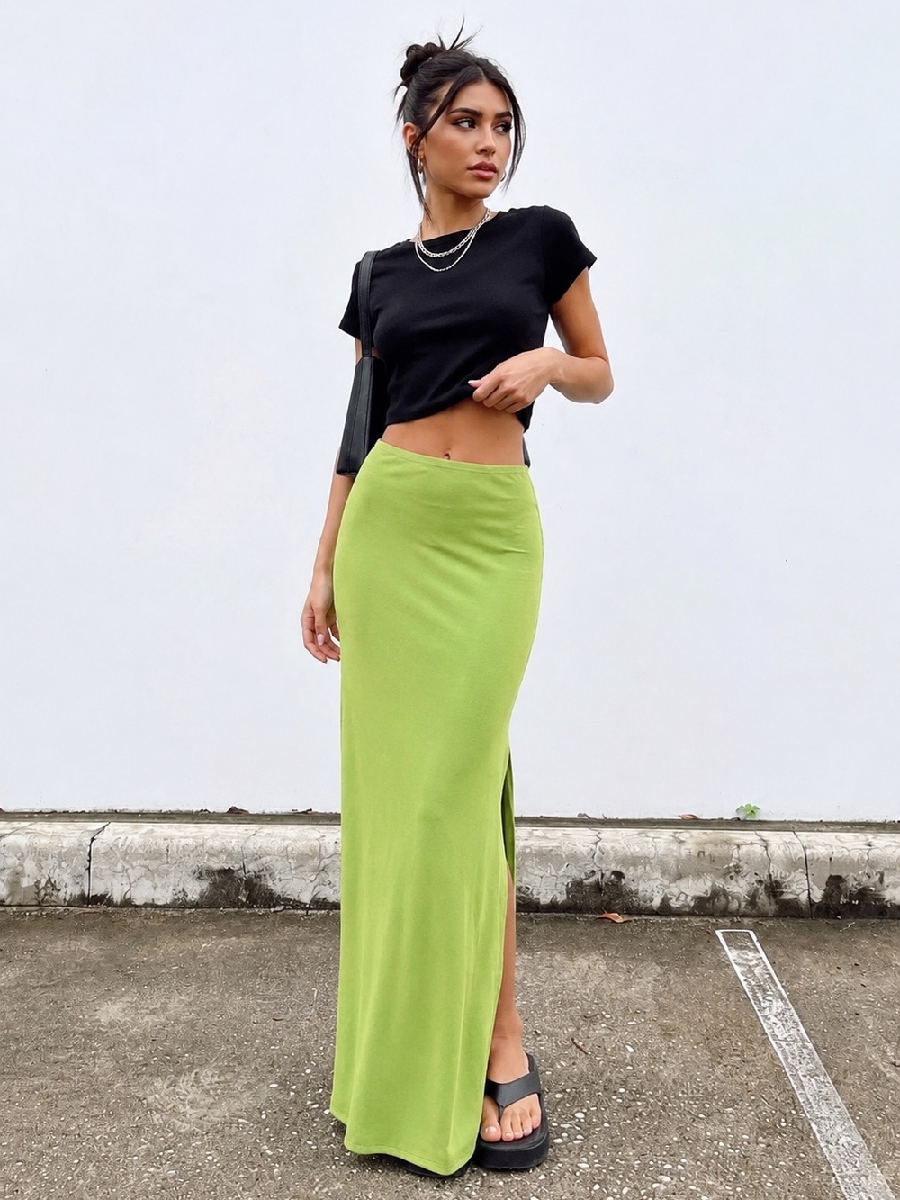 Princess Polly Lime Green Mesh Maxi Skirt Sz M NWT